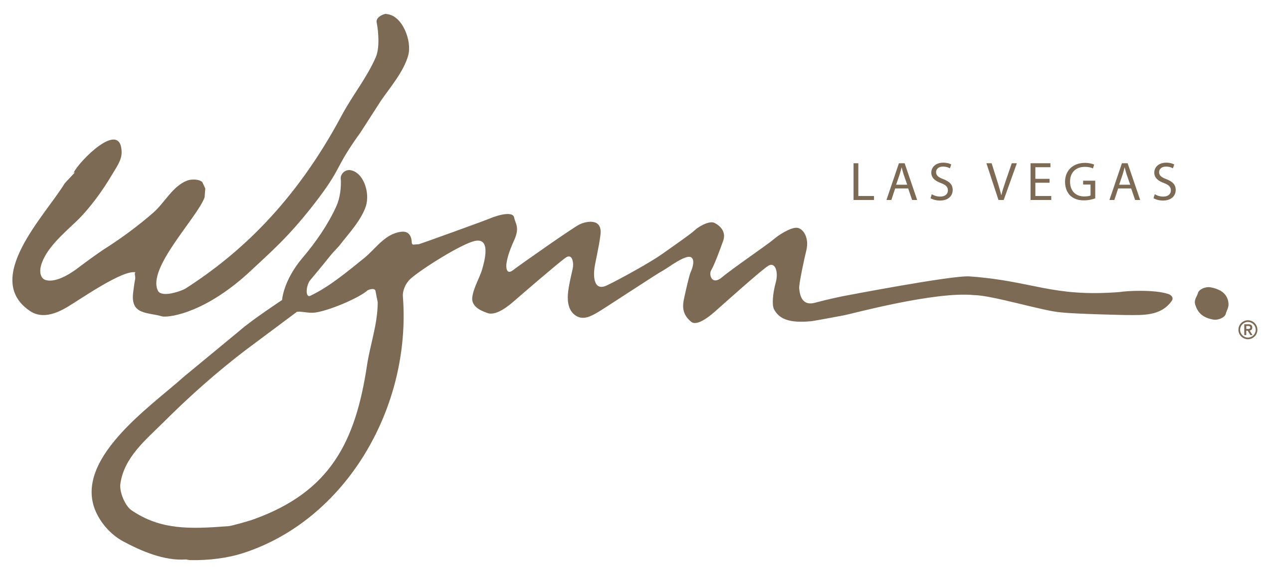 Wynn Las Vegas logo with stylized cursive script in brown on white background